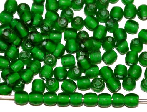 Glasperlen rund grün mattiert, hergestellt in Gablonz / Tschechien