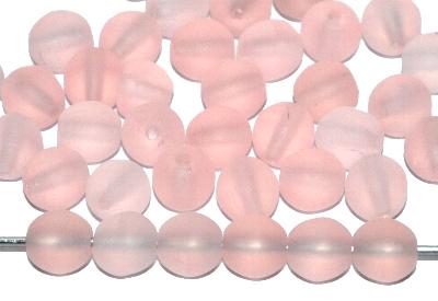 Glasperlen rund
 rosa transp. mattiert (frostet),
 hergestellt in Gablonz / Tschechien