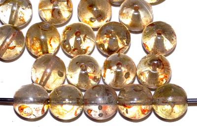 Glasperlen rund kristall mit picasso finish, hergestellt in Gablonz / Tschechien