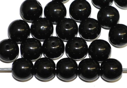 Glasperlen rund,  schwarz opak,  hergestellt in Gablonz / Tschechien