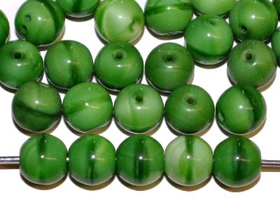Glasperlen rund grün opak, hergestellt in Gablonz / Tschechien