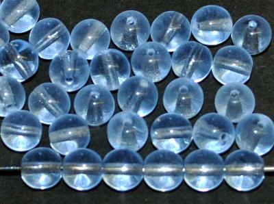 Glasperlen rund
 hellaqua transparent,
 hergestellt in Gablonz / Tschechien