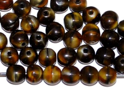 Glasperlen rund tigerauge, hergestellt in Gablonz / Tschechien