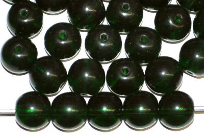Glasperlen rund dunkelgrün transparent, hergestellt in Gablonz / Tschechien 