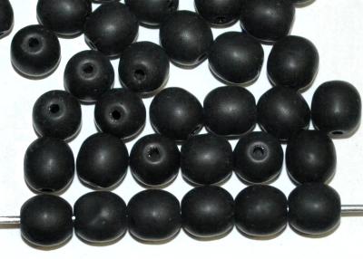 Glasperlen rund
 schwarz mattiert, 
 hergestellt in Gablonz / Tschechien