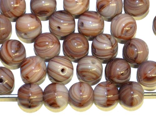 Glasperlen rund braun grau opak,  hergestellt in Gablonz / Tschechien