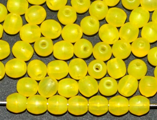 Glasperlen rund gelb transp. mattiert hergestellt in Gablonz / Tschechien