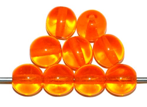 Glasperlen rund
 orange transparent,
 hergestellt in Gablonz / Tschechien