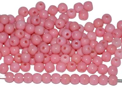 Glasperlen rund
 rosa opak,
 hergestellt in Gablonz / Tschechien