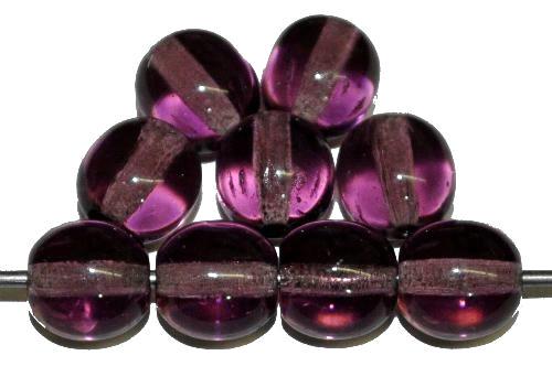 Glasperlen rund  violett transp., hergestellt in Gablonz / Tschechien 