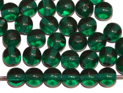 Glasperlen rund
 smaragdgrün transp.,
 hergestellt in Gablonz / Tschechien