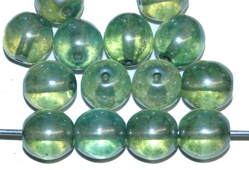 Glasperlen rund Opalglas grün transp. mit lüster, hergestellt in Gablonz / Tschechien