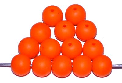 Glasperlen rund,
 orange opak mattiert,
 hergestellt in Gablonz / Tschechien