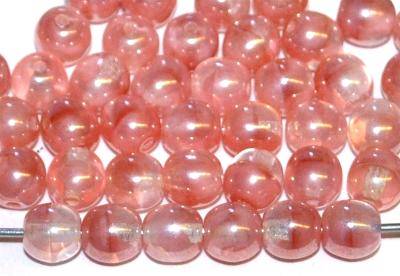 Glasperlen rund
 rosa kristall mit lüster,
 hergestellt in Gablonz / Tschechien