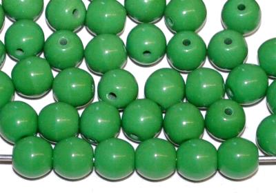 Glasperlen rund
 grün opak,
 hergestellt in Gablonz / Tschechien
