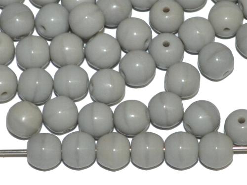 Glasperlen rund, grau opak, hergestellt in Gablonz / Tschechien