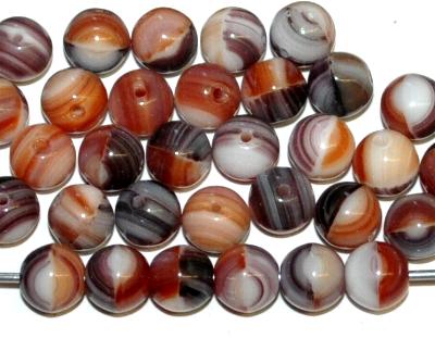 Glasperlen rund opak marmoriert, hergestellt in Gablonz Tschechien