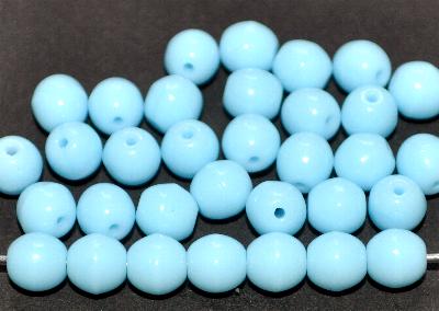 Glasperlen rund, hellblau opak, hergestellt in Gablonz / Tschechien