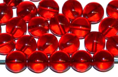 Glasperlen rund rot transparent, hergestellt in Gablonz / Tschechien