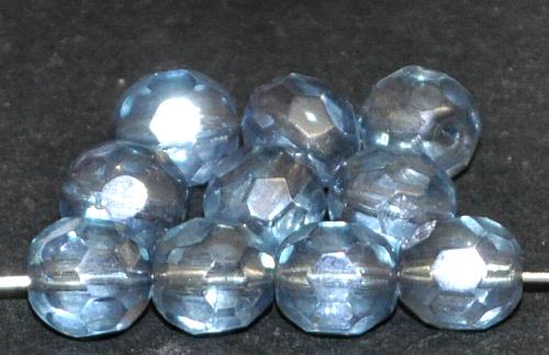 facettierte Glasperlen
 blaugrau mit lüster,
 hergestellt in Gablonz / Tschechien