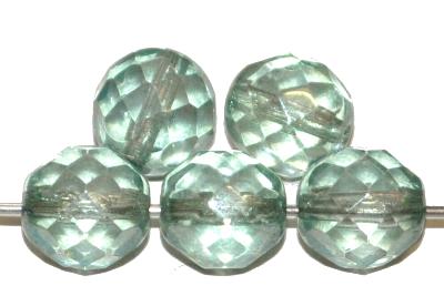 facettierte Glasperlen wassergrün mit lüster, hergestellt in Gablonz / Tschechien