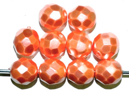 facettiert Glasperlen mit Wachsüberzug  pirsich perlmutt,  hergestellt in Gablonz / Tschechien