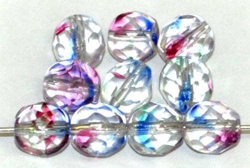 facettierte Glasperlen  
 kristall bunt transp., 
 hergestellt in Gablonz / Tschechien