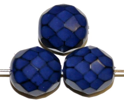 facettierte Glasperlen
 mit Wachsüberzug blau,
 hergestellt in Gablonz / Tschechien