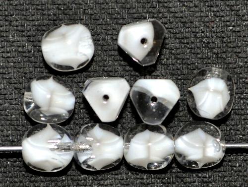 Glasperlen, 3 Seiten geschliffen 
 kristall weiß, 
 hergestellt in Gablonz / Tschechien
