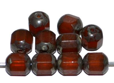 facettierte Glasperlen / Windowbeads  alabaster braun mit picasso finish,  hergestellt in Gablonz / Tschechien 