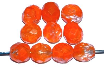 facettierte Glasperlen  kristall orange meliert, hergestellt in Gablonz / Tschechien