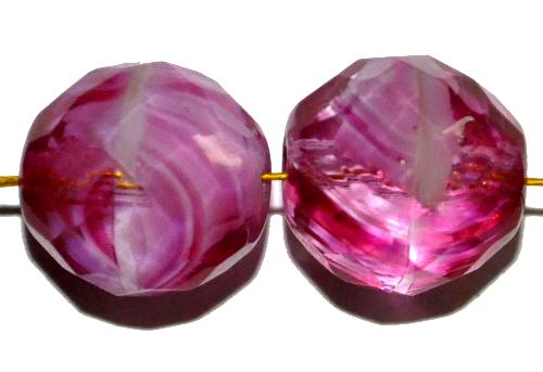 facettierte Glasperlen rosa weiß kristall, hergestellt in Gablonz / Tschechien