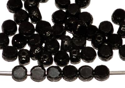 Glasperlen / Table Cut Beads geschliffen schwarz, hergestellt in Gablonz / Tschechien