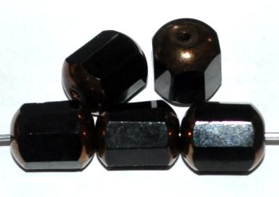 Glasperlen / Windowbeads schwarz geschliffen mit bronze finish, hergestellt in Gablonz / Tschechien