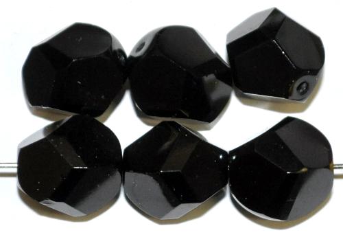 geschliffene Glasperlen
 schwarz opak,
 hergestellt in Gablonz Tschechien