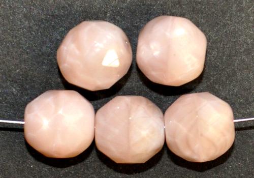 facettierte Glasperlen,  Perlettglas blass rosa,  hergestellt in Gablonz / Tschechien