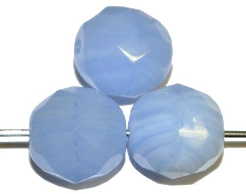 facettierte Glasperlen  alabaster hellblau,  hergestellt in Gablonz / Tschechien