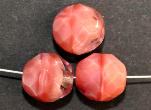 facettierte Glasperlen  Perlettglas rosa kristall,  hergestellt in Gablonz / Tschechien