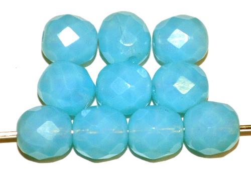 facettierte Glasperlen
 türkisblau opal,
 hergestellt in Gablonz / Tschechien