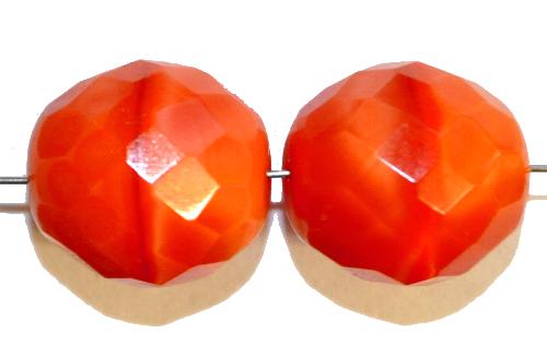 facettierte Glasperlen,  Perlettglas orange,  hergestellt in Gablonz / Tschechien