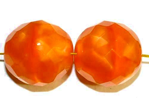facettierte Glasperlen,  Perlettglas orange,  hergestellt in Gablonz / Tschechien
