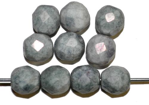 facettierte Glasperlen 
 graublau stone finish, 
 hergestellt in Gablonz / Tschechien