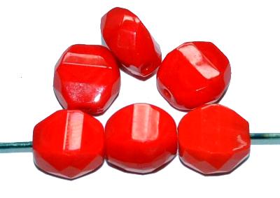 geschliffene Glasperlen 
 Multi Cut Beads 
 rot opak,
 hergestellt in Gablonz / Tschechien