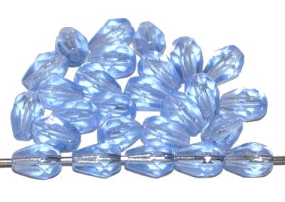 facettierte Glasperlen 
 Tropfen aquamarin transp.,
 hergestellt in Gablonz / Tschechien