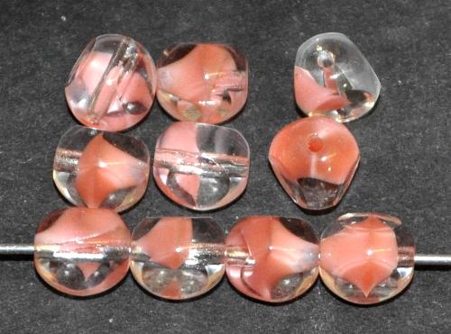 Glasperlen
 3 Seiten geschliffen, 
 kristall rosa, 
 hergestellt in Gablonz / Tschechien