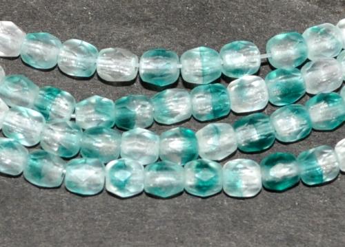facettierte Glasperlen kristall blaugrün transp. matt, hergestellt in Gablonz Tschechien