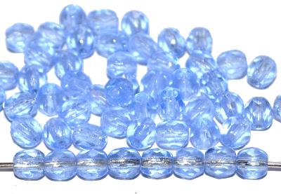 facettierte Glasperlen aqua transp.,  hergestellt in Gablonz / Tschechien