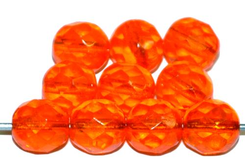 facettierte Glasperlen orange transp.,  hergestellt in Gablonz / Tschechien