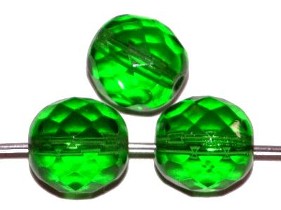 facettierte Glasperlen grün transp., hergestellt in Gablonz / Tschechien