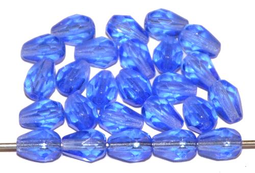 facettierte Glasperlen Tropfen blau transp., hergestellt in Gablonz / Tschechien